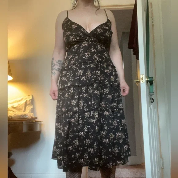Romwe Dresses | Dark Blue Romwe Floral Dress. | Color: Blue | Size: L | Mrkatie's Closet
